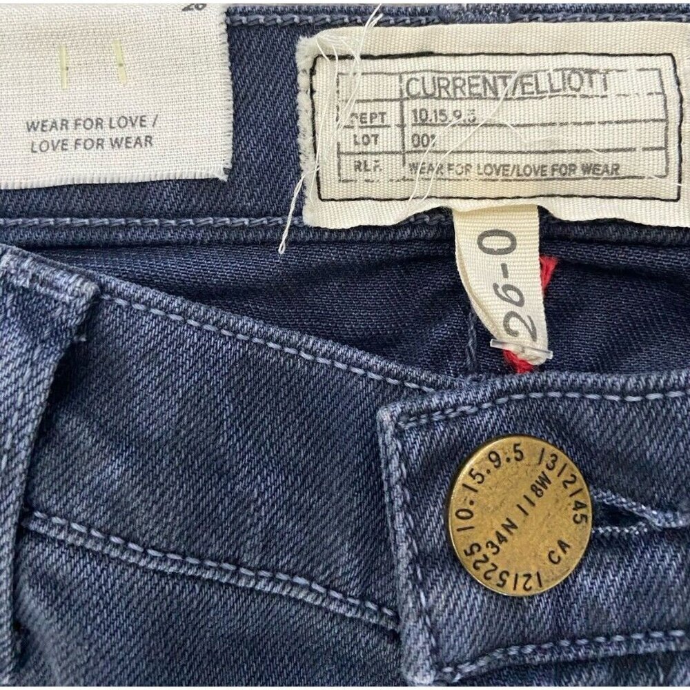 NWT Current/Elliott Stilletto Skinny Jeans Oil Spill Painted Leopard Blue 26 New - Picture 2 of 6